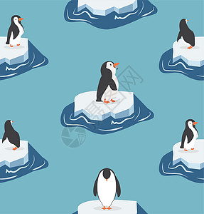 以冰山模式的可爱企鹅图片
