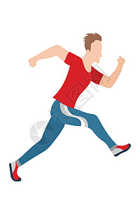 矢量在平面设计风格中奔跑的人 运动 跑步 主动健身运动员赛跑者耐力身体男生卡通片男人竞赛训练短跑图片