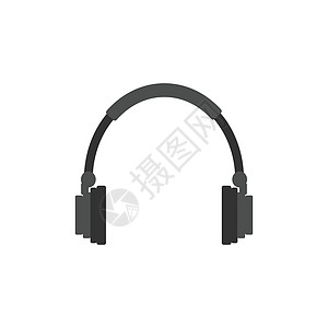 音频耳机图标 矢量插图 平面设计黑色技术工作室打碟机电脑音乐白色插头金属耳朵图片