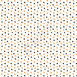 万圣节手绘无缝矢量图案与白色背景上的橙色和黑色圆点 平面样式设计 儿童纺织品印花壁纸包装纸节日装饰的概念图片