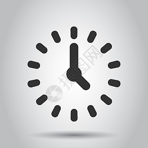 平面样式的时钟倒计时图标 白色背景上的时间计时器矢量插图 时钟经营理念滴答顺时针数字圆形拨号速度商业手表指针按钮图片
