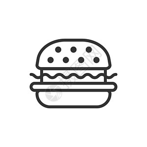 平面样式的汉堡标志图标 孤立在白色背景上的汉堡包矢量图 芝士汉堡经营理念营养食物沙拉包子牛肉种子早餐插图小吃中风图片