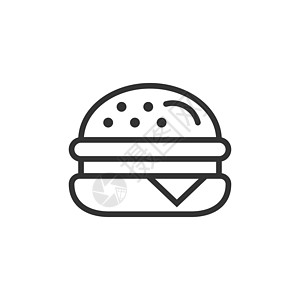 平面样式的汉堡标志图标 孤立在白色背景上的汉堡包矢量图 芝士汉堡经营理念午餐中风沙拉牛肉早餐面包小吃种子食物洋葱图片