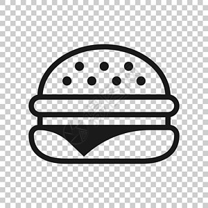 透明风格的汉堡标志图标 孤立背景下的汉堡包矢量图解 芝士汉堡经营理念种子小吃洋葱午餐沙拉中风营养早餐牛肉包子图片
