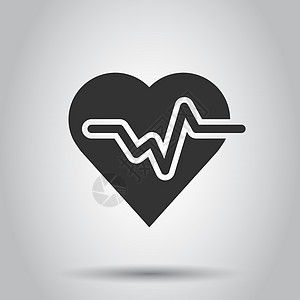 心跳线与扁平风格的心形图标 白色背景上的心跳图 心律概念技术情况生活装饰医院健康心脏病学曲线心血管监视器图片