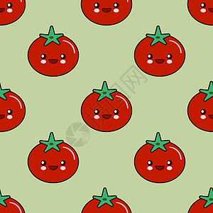 有趣的番茄字符无缝图案设计壁纸印刷海报包装纸纺织品 素食主义者平面设计矢量图图片