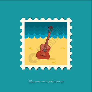 吉他海滩平 stam节奏邮政乐器海洋邮资歌曲邮戳海滩音乐家旋律图片