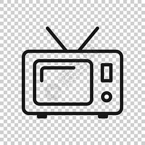 平面样式的复古电视屏幕矢量图标 孤立在白色背景上的旧电视插图 电视显示经营理念监视器电子小样空白互联网推介会视频天线反射中风图片