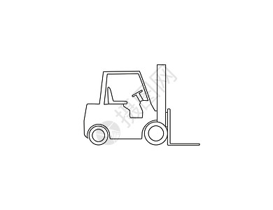 叉车 叉车 运输大纲图标 矢量插图卡车贮存柴油机货运商业平台货车送货盒子工业图片