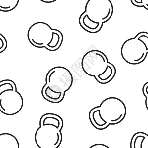 平板风格的 Ketlbell 图标 白色孤立背景的Barbell体育设备矢量插图 哑铃无缝商业模式概念训练举重网络建筑运动身体力图片