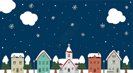 节日快乐 圣诞快乐矢量横幅插图风景旅行农村建筑全景村庄环境国家公寓季节图片