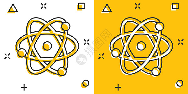 漫画风格中的科学图标 Dna 细胞卡通矢量插图 以白色孤立背景显示 分子进化飞溅效果商业概念生物粒子技术原子电子质子圆圈实验室药图片