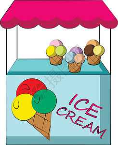 配冰淇淋的计时器 用颜色绘制插图图片