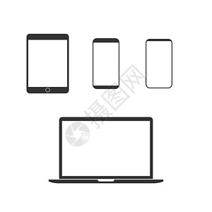 电子装置图标集 矢量插图 平面设计网站商业技术数据手机监视器机动性屏幕药片电脑图片