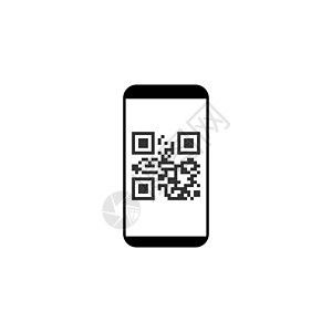 智能手机 QR码图标 矢量插图 平面设计男性销售条码二维码电话商业扫描数据身份价格图片