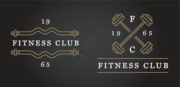 LOGO标签一组矢量健身性有氧空气感活性健身体元素和适度图标说明可用作保费质量的Logo或图标潮人重量杠铃活动训练成就收藏有氧运动标签身体设计图片