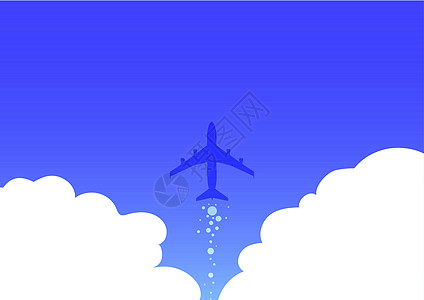飞机发射快速直达天空的插图 飞行高在天空的飞机图画 喷气机设计漂浮在空中与云彩航天工业技术旅游太阳假期蓝色机翼绘画交通集装箱图片