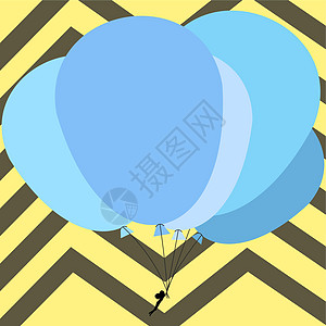 人持气球在飞动 有条纹背景的多彩气球商务热气球幸福乐趣墙纸庆典卡通片计算机创造力人士图片