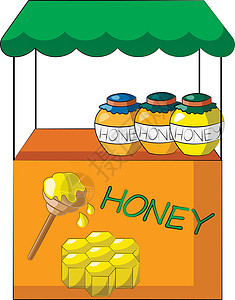 honey配有 Honey 的订时柜台 用颜色绘制插图设计图片