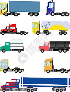 白色背景的卡车和拖车(卡车和拖车)图片