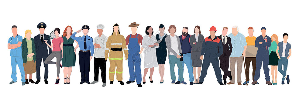 Seth 21 Pcs 不同职业的白人背景人群矢量团队农民老师男性工程师卡通片警察女性商务厨师图片