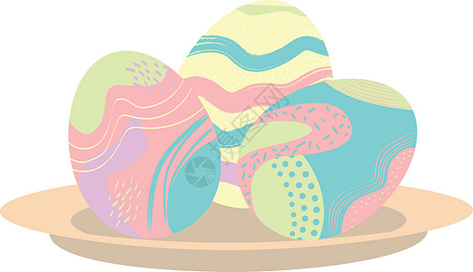 复活节鸡蛋在盘子上礼物宗教文化插图庆典食物卡片蓝色问候语彩蛋图片