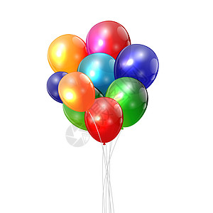 颜色有光泽的气球背景矢量图卡通片生日插图派对团体娱乐假期礼物反射飞行图片