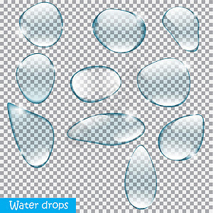 现实的水滴设置在透明背景矢量它制作图案温度艺术蓝色洗涤液体水晶斑点气泡肥皂圆圈图片