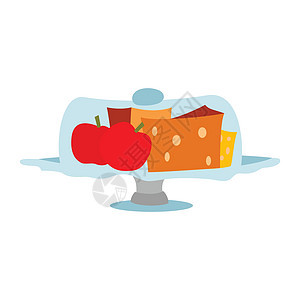 配有矢量插图的用餐盘上奶酪和苹果图片