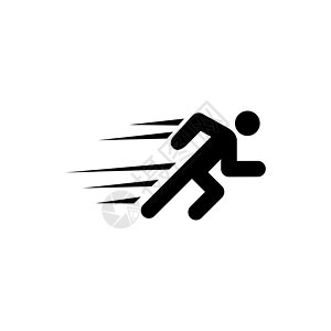 男子快跑 跑步短跑运动员 运动员 平面矢量图标说明 白色背景上的简单黑色符号 男子快跑 跑步短跑运动员标志设计模板 用于 web图片