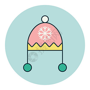 带雪花和绒球 ico 的冬帽针织插图衣服季节配饰帽子假期羊毛图片