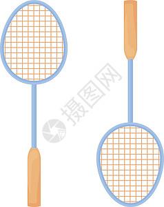 羽毛球拍 位于不同方向的两个羽毛球拍 用于游戏运动 户外活动和训练的运动配件 在白色背景上孤立的矢量图图片