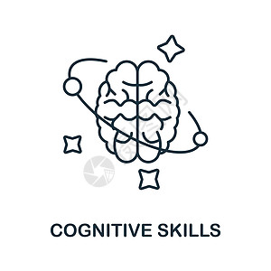认知技能图标 来自认知技能集合的线元素 用于网页设计 信息图表等的线性认知技能图标标志图片