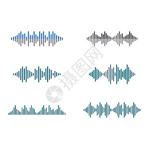 声音波标识矢量图标插图立体声放大器海浪展示收音机俱乐部酒吧脉冲频率图片