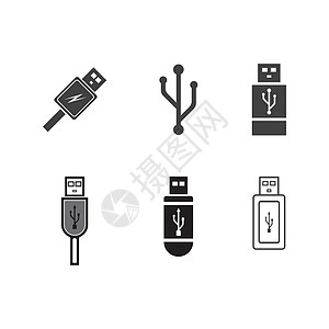 usb 图标矢量活力电缆充电器互联网黑色数据记忆连接器电脑港口图片