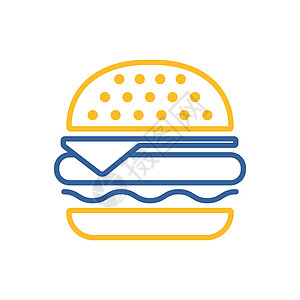 汉堡矢量图标 快餐标志洋葱沙拉插图餐厅芝麻食物面包午餐芝士小吃图片