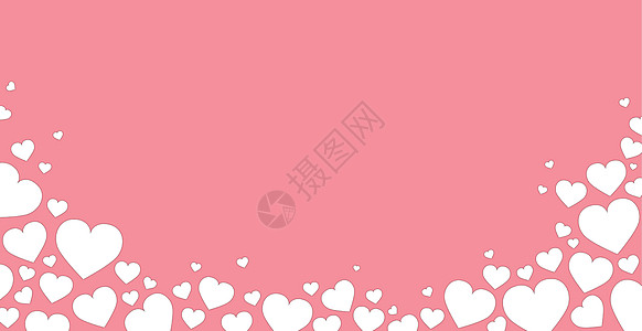 含有许多白色红心的全景模式粉色背景 在文本下的位置  矢量草图纺织品婚礼假期插图墙纸织物打印艺术包装图片