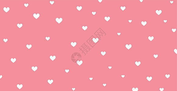 含有许多白色红心的全景模式粉红色背景  矢量纺织品装饰品卡片心形墙纸核弹艺术庆典草图打印图片
