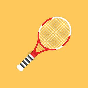 平面风格的网球拍击图标 在孤立的背景中以游戏为赌注矢量插图 体育活动代表商业概念俱乐部竞赛绳索爱好操场反手冠军训练运动员白色图片
