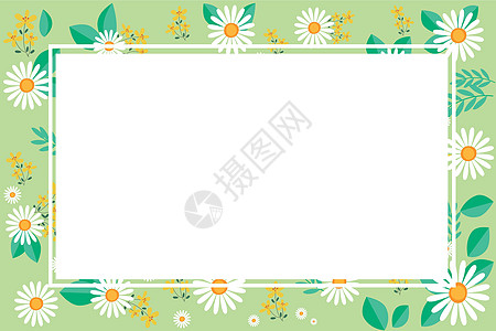 由多彩花朵和花朵协调安排的空白框架装饰 空海报边框被多色布格环绕 组织得非常井然有序问候植物图案花卉标签绘画草地太阳生长绿色图片