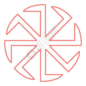 Kolovrat符号代表太阳红色矢量图示平板图像样式图片