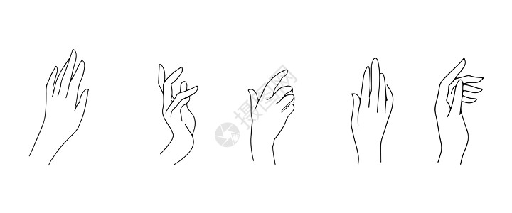 收集女性手的手势姿势魔法女士手腕问候语手臂指甲拳头情感女孩图片