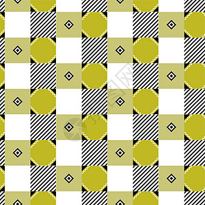 黄色 黑色和白色的格子图案矢量 围巾 桌布 包裹 包裹的维希检查无缝图案图片