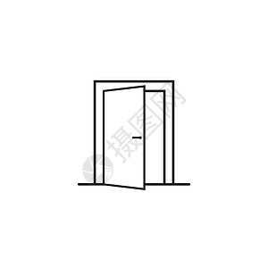 门窗口图标黑色建筑办公室建造框架房间房子插图概念入口图片