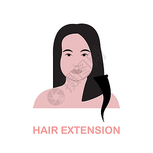 头发扩展平面图标 美容院系列中的彩色元素标志 用于网页设计 信息图表等的扁平头发扩展图标标志图片