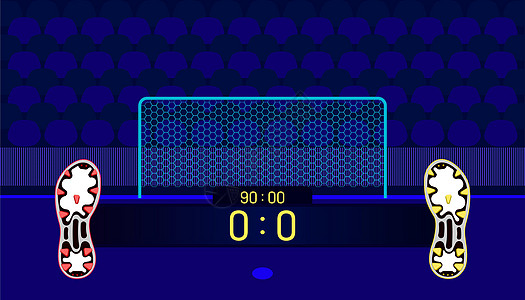 足球靴不同队的匹配显示名称栏时间和中点得分 在风扇俱乐部座椅前的一个目标 美丽的彩色背景 矢量插图 Eps10犯规抗衡团队联盟世图片