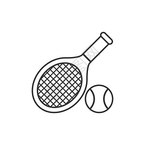 平面风格的网球拍击图标 在孤立的背景中以游戏为赌注矢量插图 体育活动代表商业概念冠军训练运动操场球拍运动员反手白色圆圈绳索图片