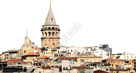 伊斯坦布尔的历史和旅游象征 加拉塔塔旅行天空石头景观金角火鸡天际加拉塔地标建筑学图片
