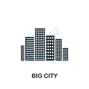 大城市图标 用于模板 网络设计和信息图的单色简单图标旅游纪念碑首都建筑学雕像建筑插图旅行世界城市图片