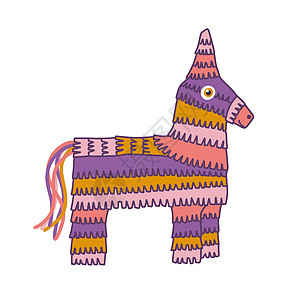 墨西哥平手的皮纳塔驴在独立日白背景上绘画风格 5月图片